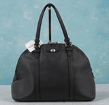 Coach Tote Bag Peyton Black Leather Domed Satchel Coach F25671