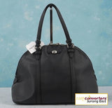 Coach Tote Bag Peyton Black Leather Domed Satchel Coach F25671