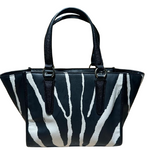 Coach Zebra 2 Way Black & White Colour Leather Tote Bag