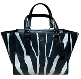Coach Zebra 2 Way Black & White Colour Leather Tote Bag