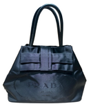 Prada Black Colour Canvas Bow Tote Bag