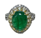 18K White Gold 3.75 Carats Emerald Diamond Lady Ring With Cert
