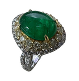18K White Gold 3.75 Carats Emerald Diamond Lady Ring With Cert