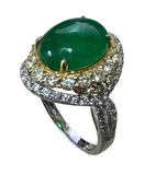 18K White Gold 3.75 Carats Emerald Diamond Lady Ring With Cert