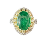 18K White Gold 3.75 Carats Emerald Diamond Lady Ring With Cert