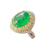 18K White Gold 3.75 Carats Emerald Diamond Lady Ring With Cert