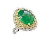 18K White Gold 3.75 Carats Emerald Diamond Lady Ring With Cert