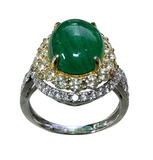 18K White Gold 3.75 Carats Emerald Diamond Lady Ring With Cert