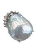 Platinum Baroque Tahitian Pearl Diamond Ring