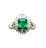 PT900 White Gold Emerald Diamond Lady Ring (Cert)