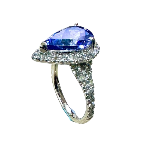 PT900 White Gold Tanzanite Diamond Lady Ring Main image