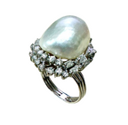 White Gold Pearl Diamond Lady Ring