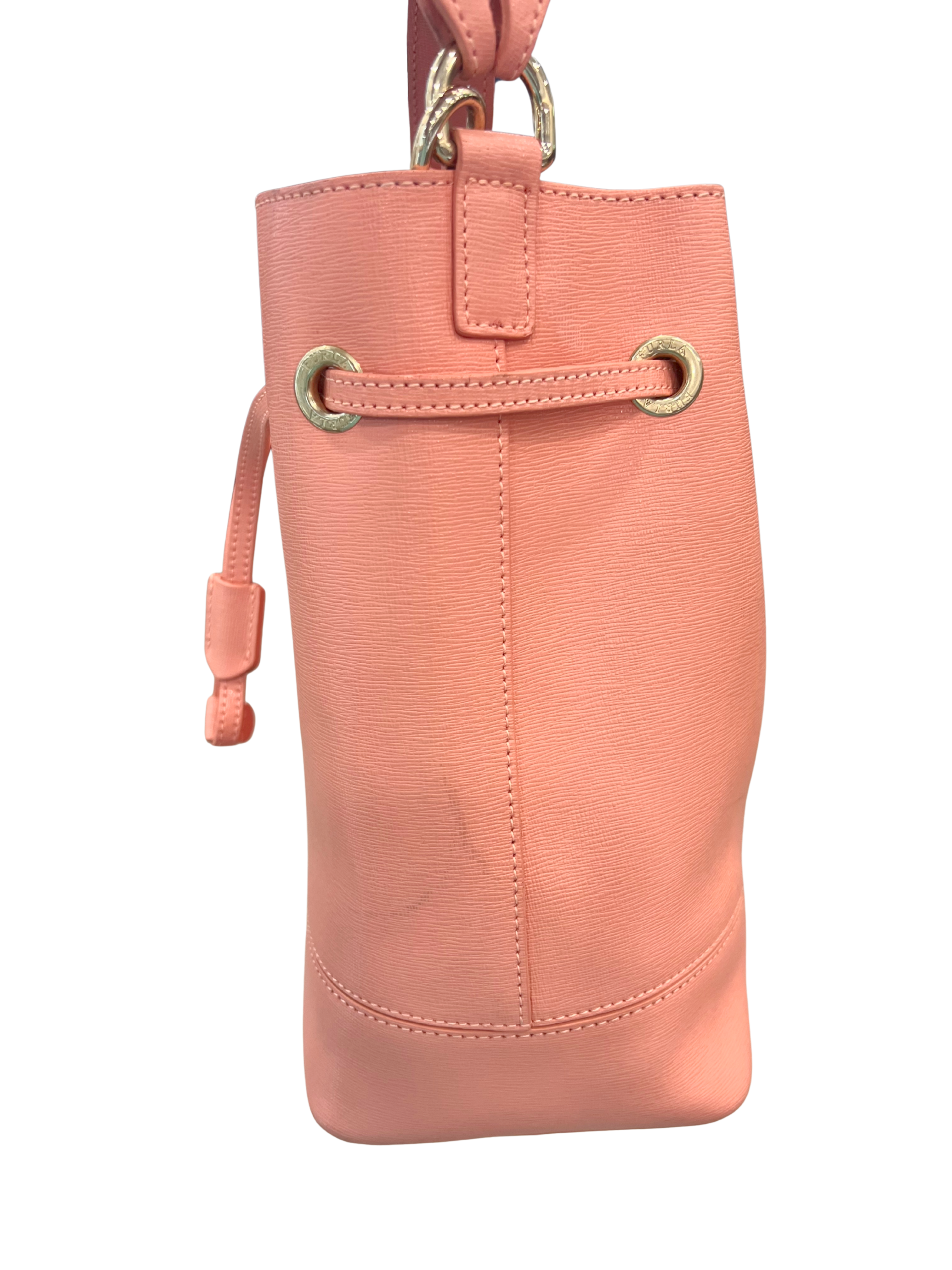 Furla 2 Way Bucket Leather Tote Bag