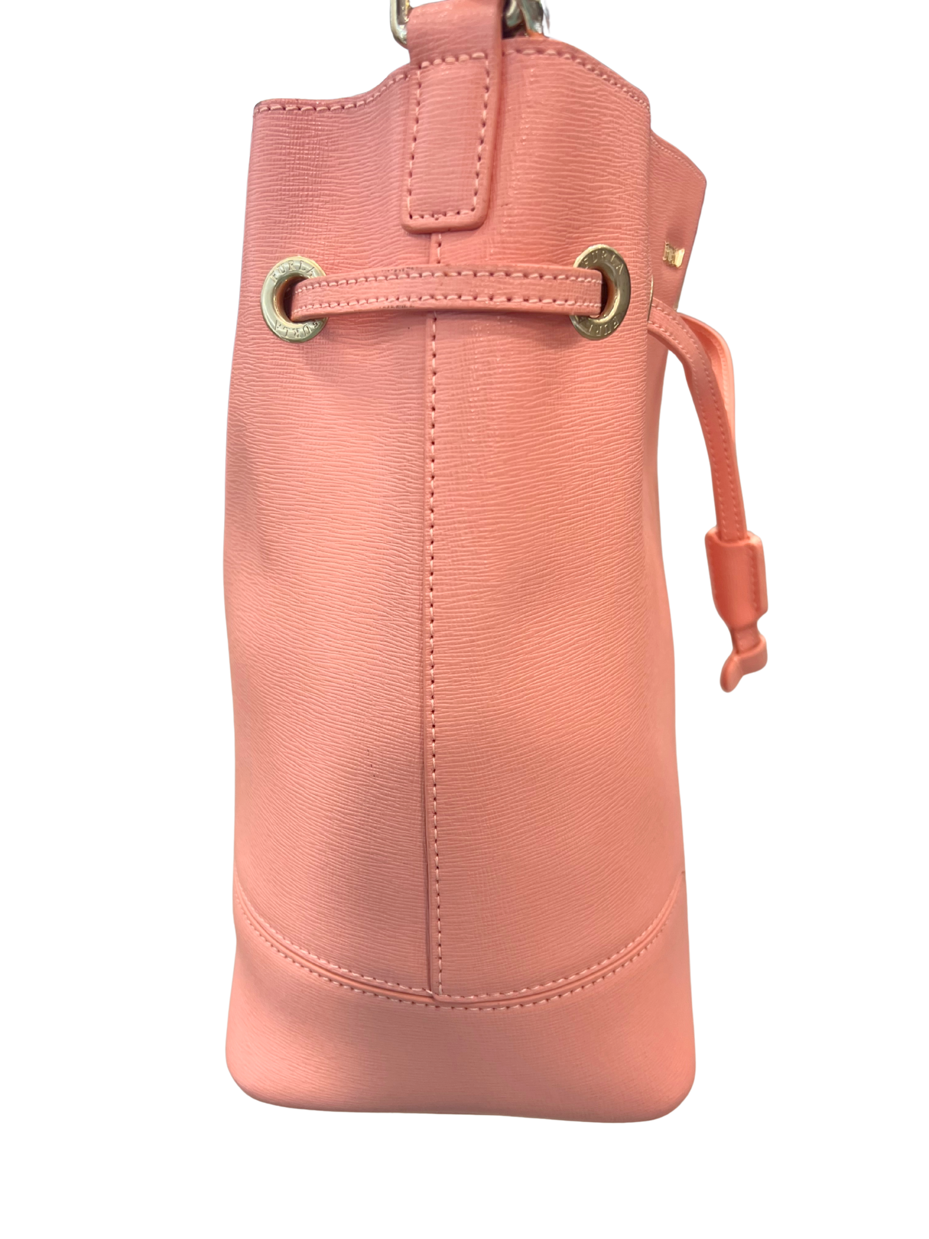 Furla 2 Way Bucket Leather Tote Bag