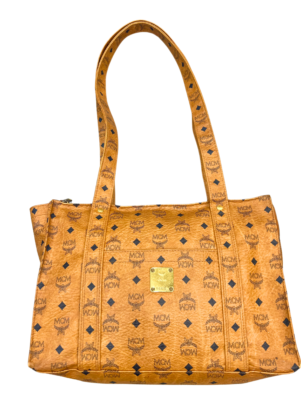 MCM Cognac Visetos Leather Shoulder Bag