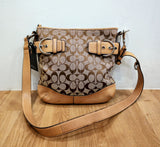 Coach Shoulder Bag-Brown Canvas Leather