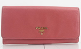 Prada Wallet-Pink Saffiano Leather