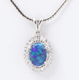 Black Opal And Diamond Necklace 8.6grams
