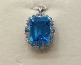 Blue Topaz Pendant With Diamond
