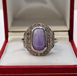 Lavender Jade Ring With Diamond