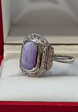 Lavender Jade Ring With Diamond
