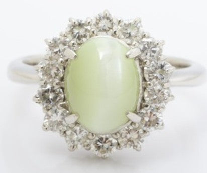 Cat Eye Ring 6.34cts MD 1.44CT Pt900 Main image