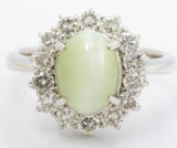 Cat Eye Ring 6.34cts MD 1.44CT Pt900