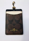 Coach Pass Holder-Brown Signature Logo Pattern