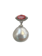 South Sea Pearl Pendants With Orange Sapphire