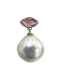 South Sea Pearl Pendants With Orange Sapphire