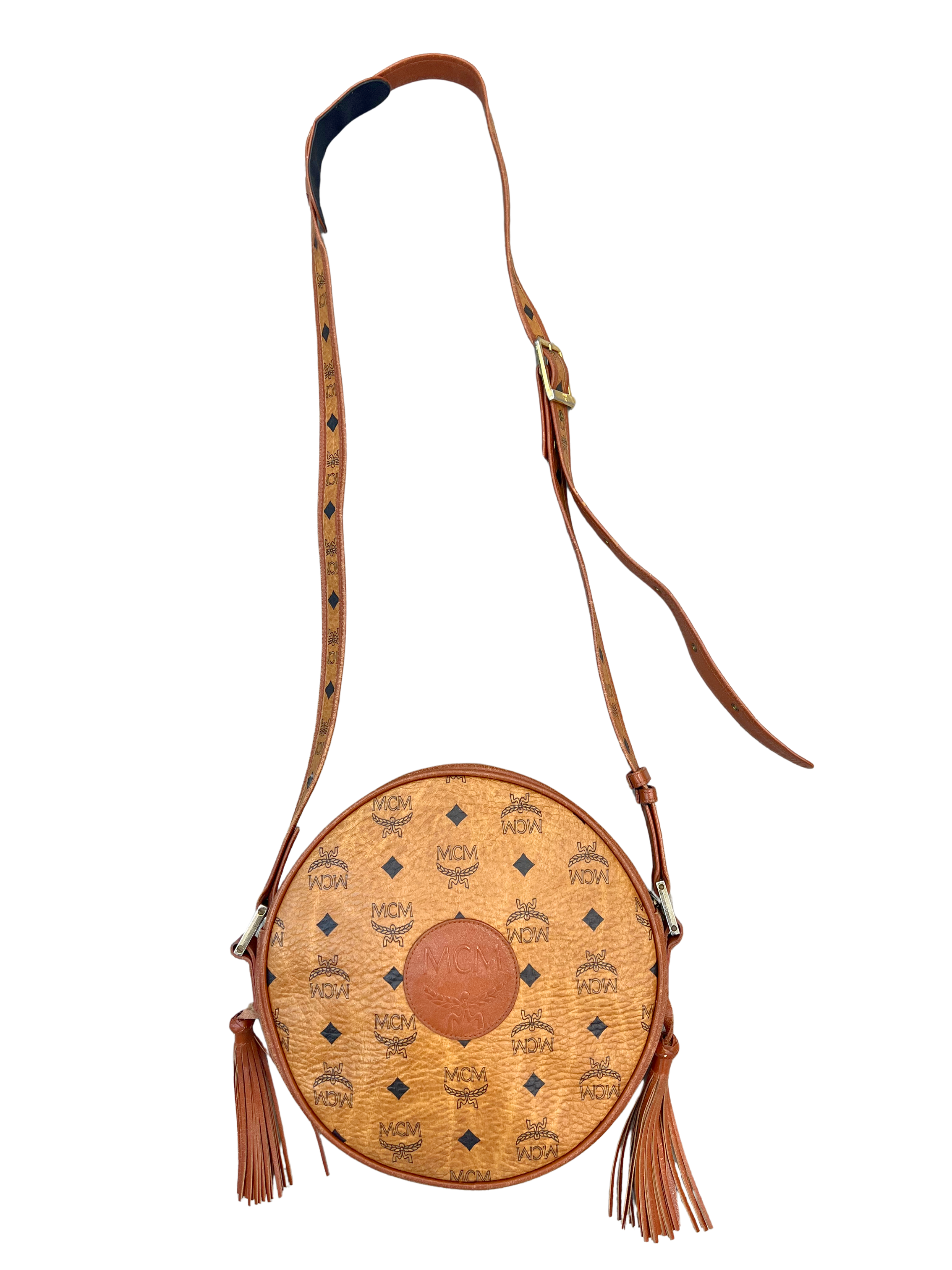 Mcm Cognac Visetos Leather Shoulder Bag