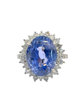 Unheated Blue Sapphire Platinum Diamond Ring