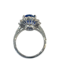 Unheated Blue Sapphire Platinum Diamond Ring