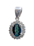 Natural Blue Tourmaline Platinum Diamond Pendant