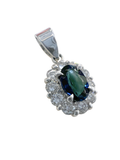 Natural Blue Tourmaline Platinum Diamond Pendant