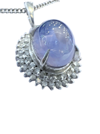 Blue Star Sapphire Platinum Diamond Necklace