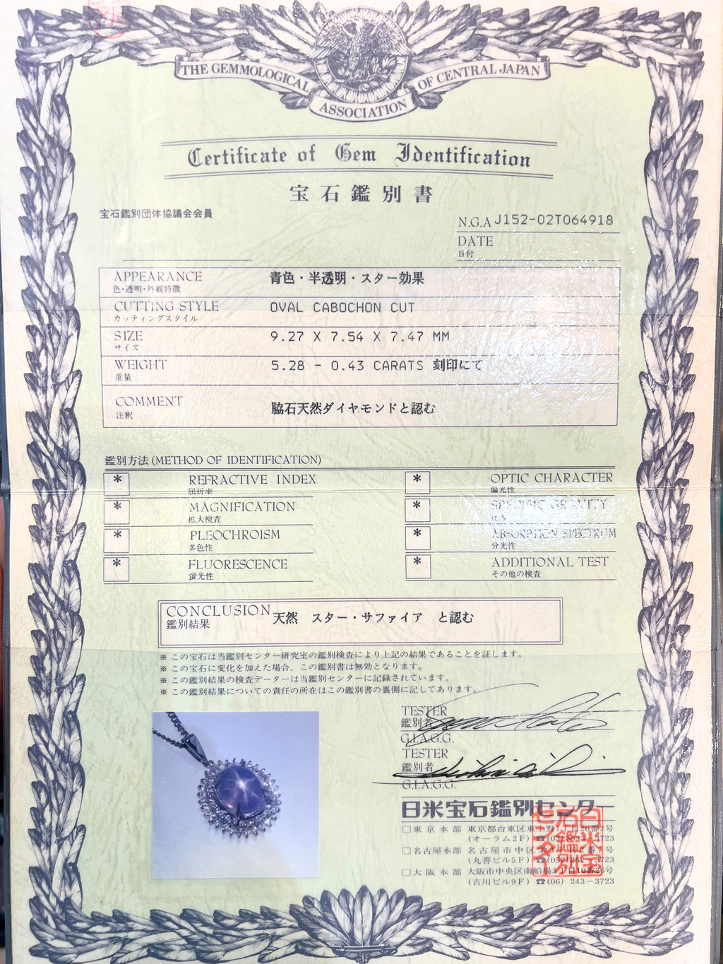 Blue Star Sapphire Platinum Diamond Necklace