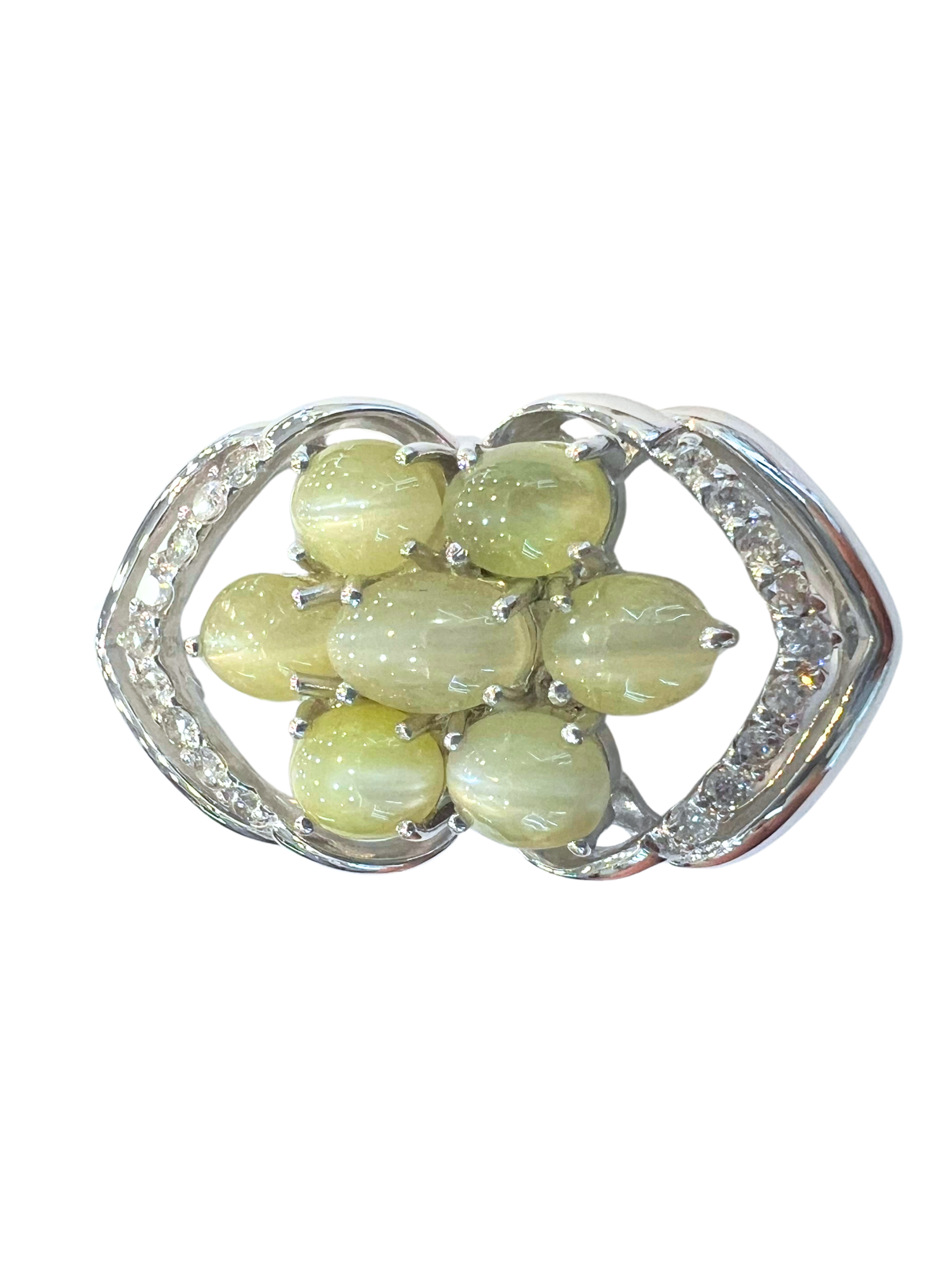 Natural Chrysoberyl Cat Eye's Diamond Pendant Main image