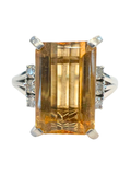 Natural Imperial Topaz Platinum Diamond Ring