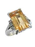 Natural Imperial Topaz Platinum Diamond Ring