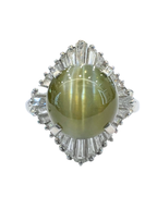 Natural Chrysoberyl Cat Eye's Diamond Ring