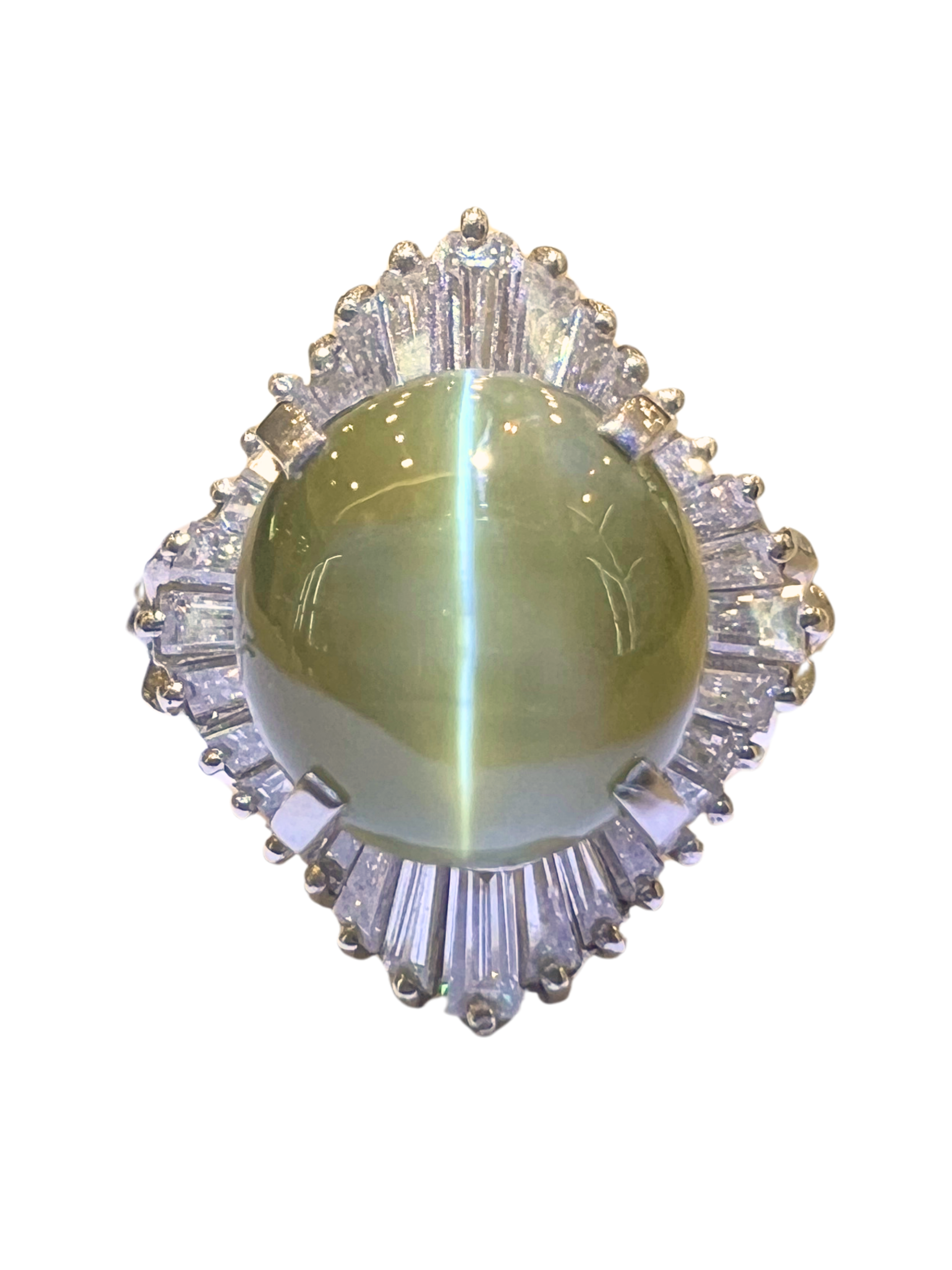 Natural Chrysoberyl Cat Eye's Diamond Ring