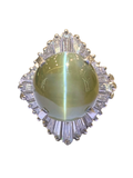 Natural Chrysoberyl Cat Eye's Diamond Ring