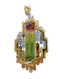 Natural Bi-Color Tourmaline Platinum Diamond Pendant