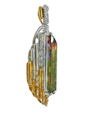 Natural Bi-Color Tourmaline Platinum Diamond Pendant