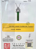 Unheated Green Tourmaline Platinum Diamond Necklace
