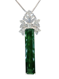 Unheated Green Tourmaline Platinum Diamond Necklace