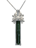 Unheated Green Tourmaline Platinum Diamond Necklace