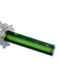 Unheated Green Tourmaline Platinum Diamond Necklace