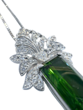 Unheated Green Tourmaline Platinum Diamond Necklace